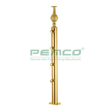 A166 Inox 304 316 Tube Post Baluster Fitting Outdoor Stainless Steel Golden Pipe Railing